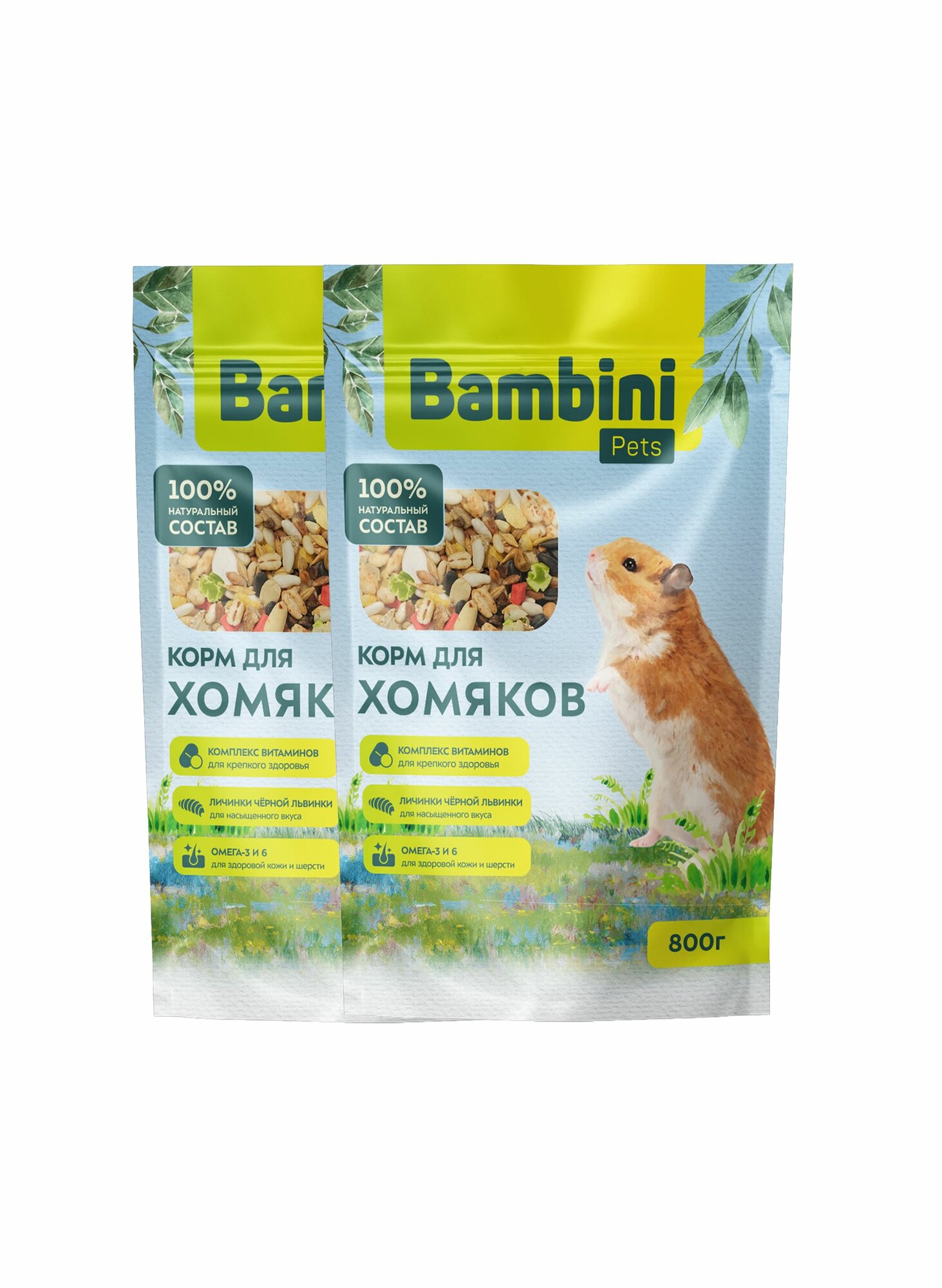 Корм Bambini Pets для хомяков , 800 г x 2 шт.