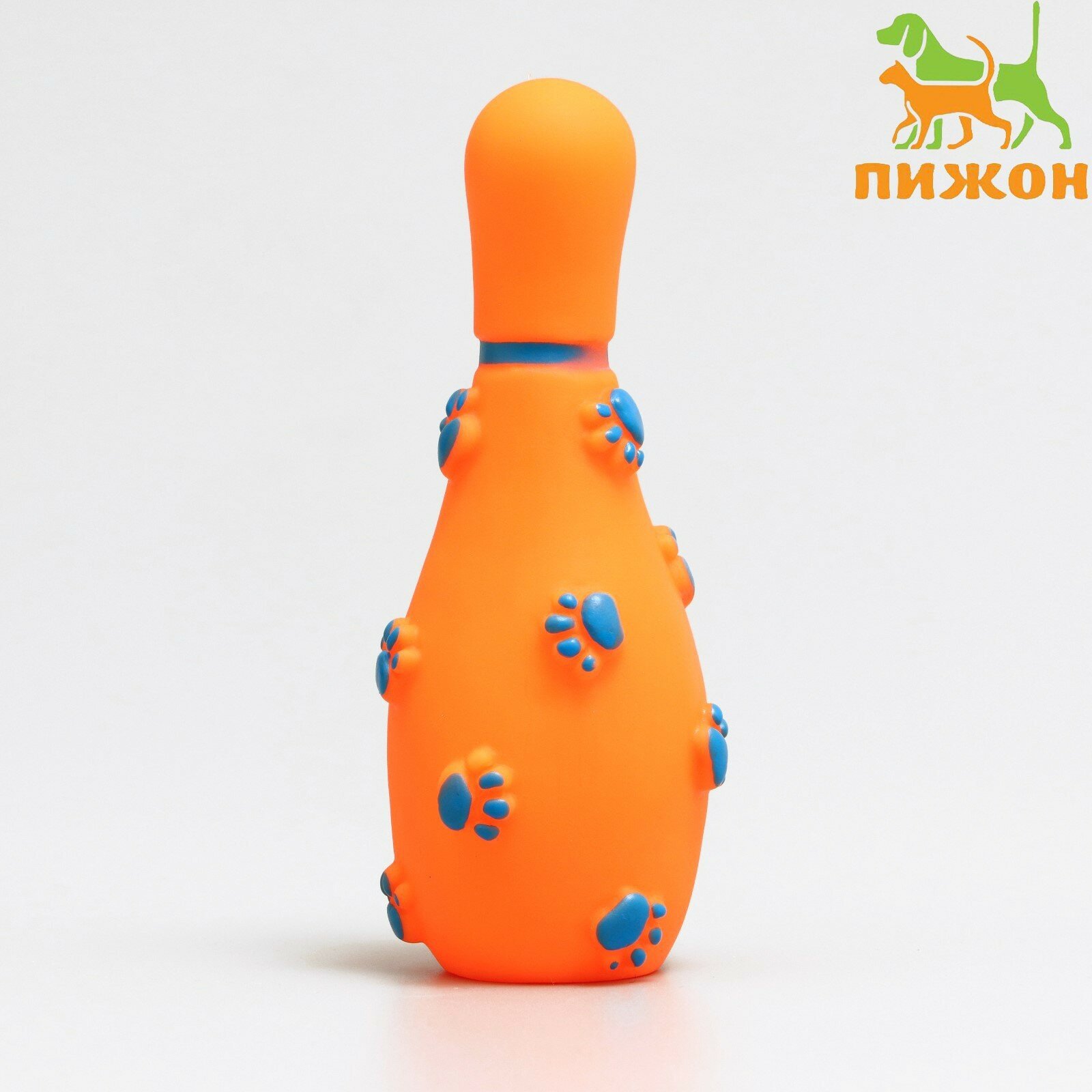 Игрушка пищащая "Кегля" для собак, 14 см, оранжевая 7472718 - фотография № 2