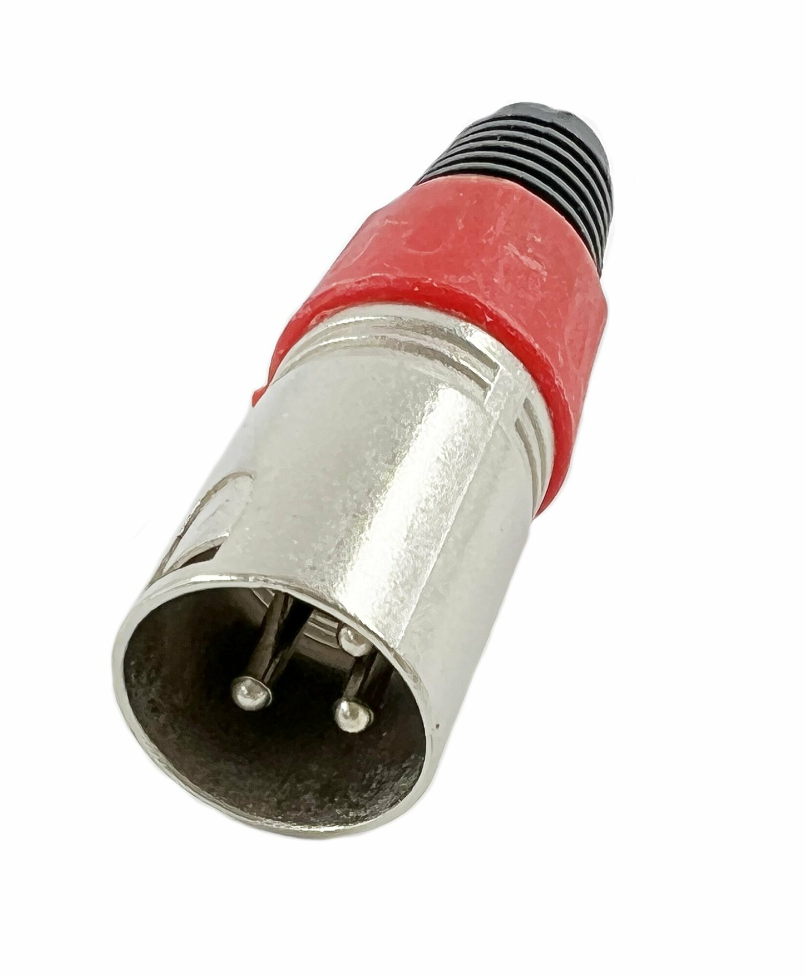 Разъем XLR 3 Pin штекер металл цанга на кабель, красный( 1 штука)