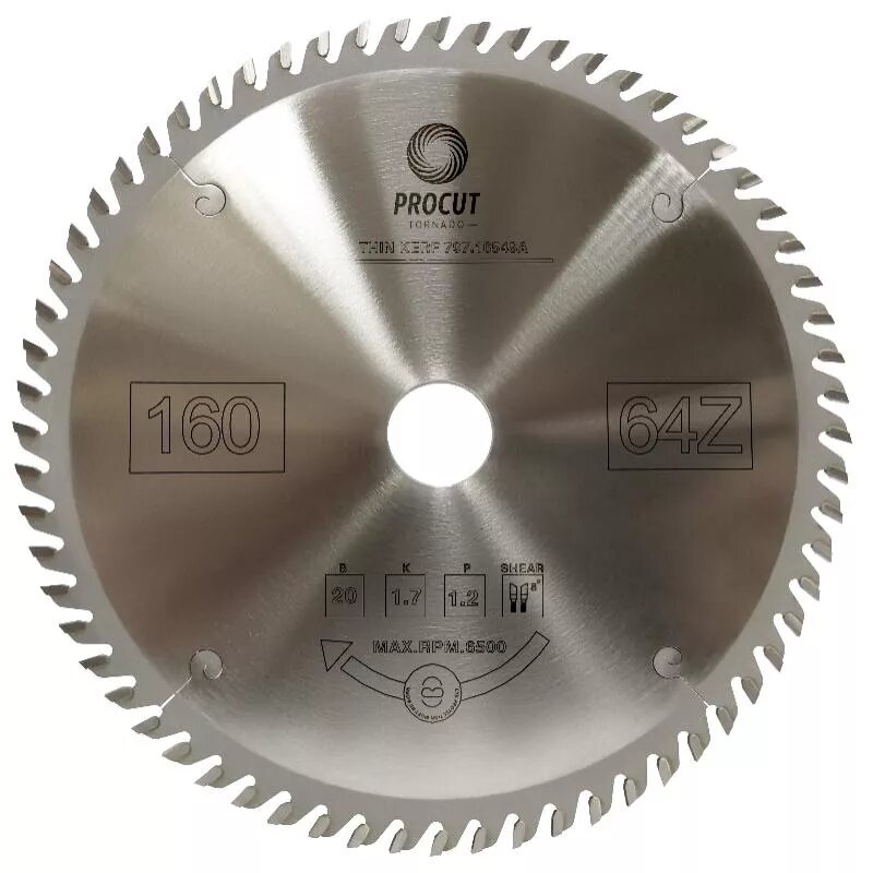 Пильный диск по ЛДСП, МДФ 160x20x2.2/1.8 Z=52 TCG PROCUT 755.1602052
