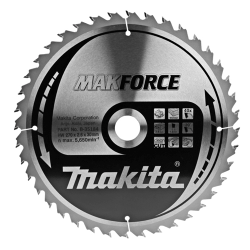 Диск пильный MAKITA для дерева MAKFORCE, 270x30x1.6x40T