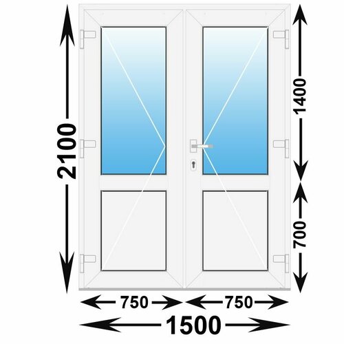 Готовая пластиковая входная дверь MELKE 1500x2100 алюминиевый порог (ширина Х высота) (1500Х2100)