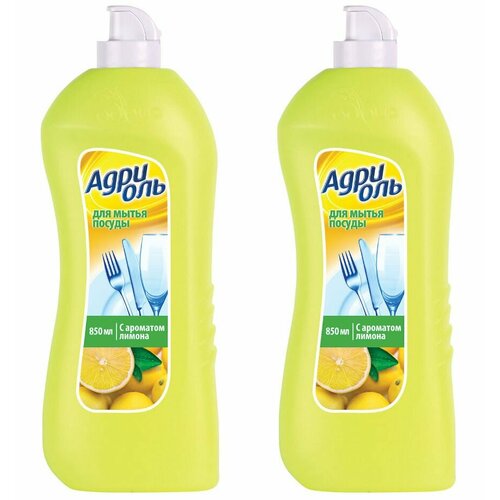 Адрия Средство для мытья посуды Адриоль с ароматом лимона, 850 мл, 2 шт