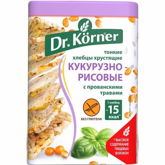 Хлебцы Dr. Korner "Кукурузно-рисовые с прованскими травами", 100 гр.