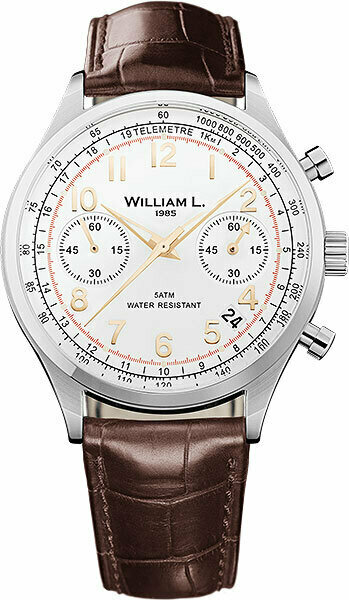 Наручные часы Часы хронограф WILLIAMVintage Style Chronograph WLAC01BCORCM 