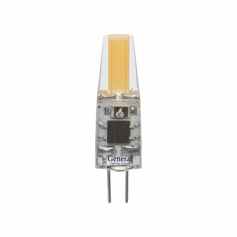 Лампа светодиод. LED G4 7Вт 12V GENERAL 6500K 15х46 COB силикон BL5