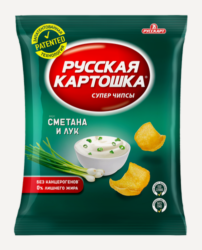 Изображение товара Упаковка 9 штук Чипсы Русскарт "Русская картошка" сметана и лук ХБИ 140г