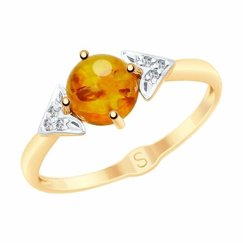 Кольцо кольцо из золота 715176, красное золото, 585 проба, размер 16, оранжевый