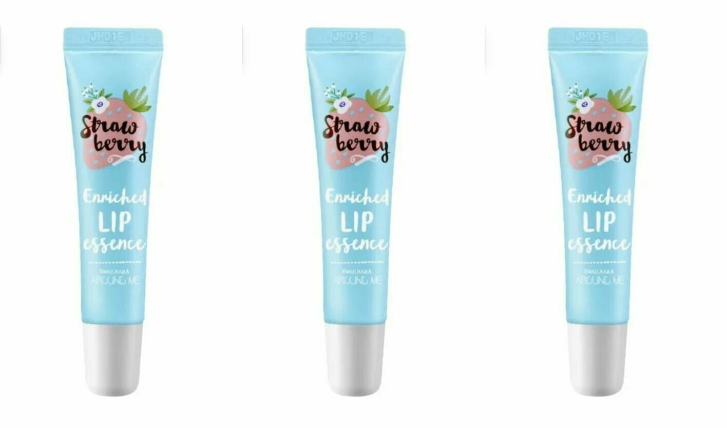 WELCOS Бальзам для губ с экстрактом клубники Around me enriched lip essence strawberry 8,7гр- 3 штуки