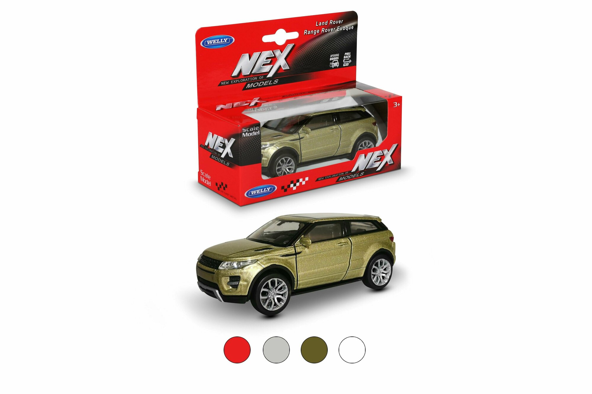 Машинка WELLY LAND ROVER RANGE ROVER EVOQUE / модель машины 1:38 с пружинным механизмом / цвет в ассортименте