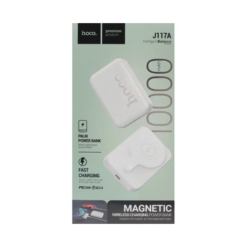 Внешний аккумулятор Hoco J117A 10000mAh, белый повербанк powerbank hoco j117a 10000 mah magnetic 20w черный