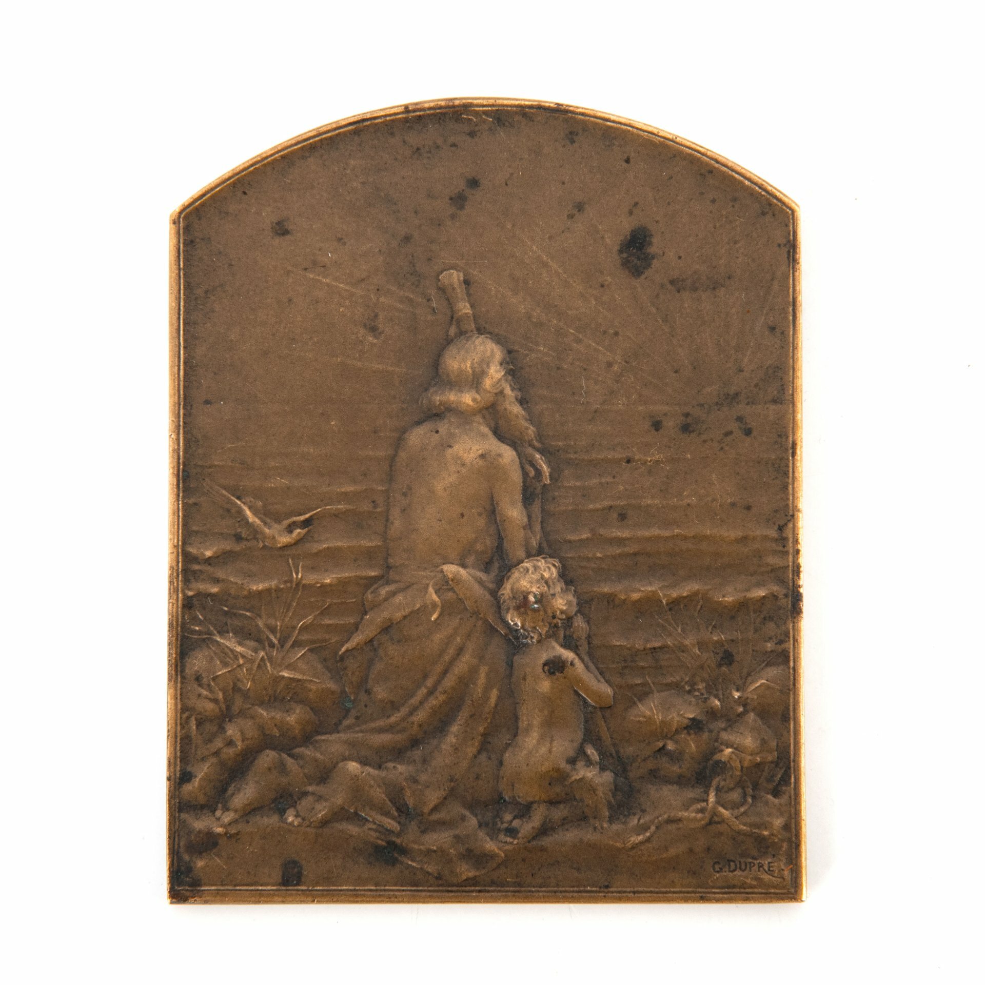 Плакетка "Salut au soleil" ("Приветствие солнцу"), скульптор Georges Dupré (Жорж Дюпре), бронза