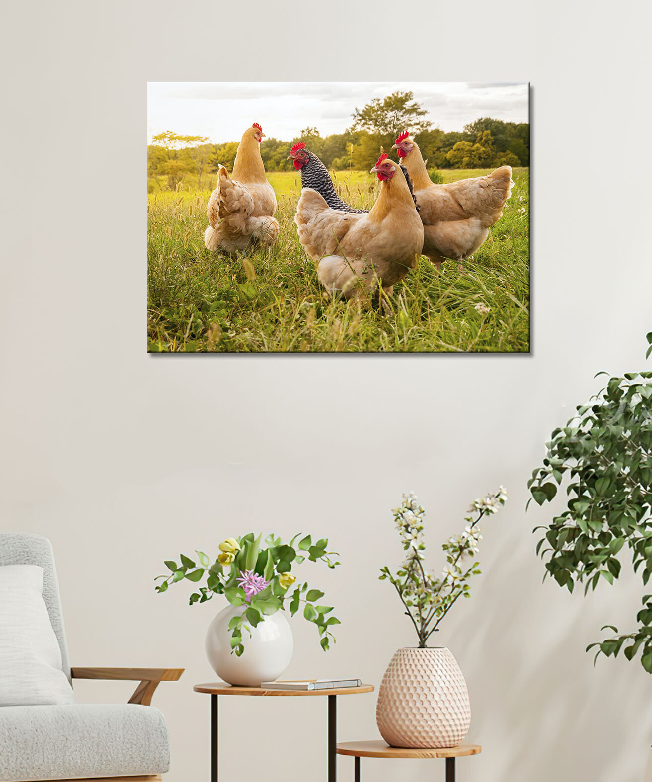 Картина - Курица, курицы, курочка, петух, петухи, красивые породы куриц (10) 50х70