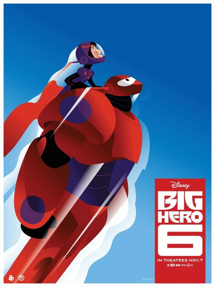 Плакат, постер на бумаге Big hero, Город героев, . Размер 21 х 30 см