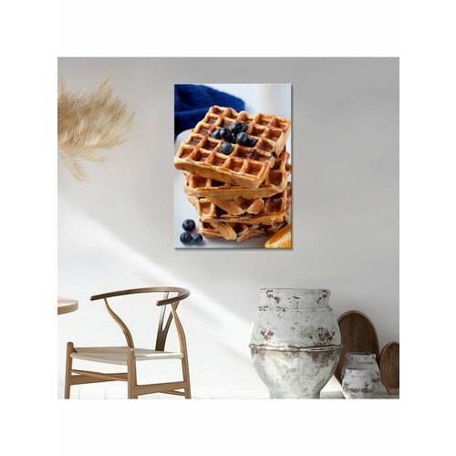 Картина на холсте с подрамником Вафли с голубикой 50х70