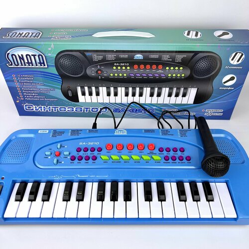 Детский Синтезатор с микрофоном SONATA / Пианино Музыкальное / Развивающая Игрушка синтезатор 44 клавиши с микрофоном мелодии звук свет черный в коробке