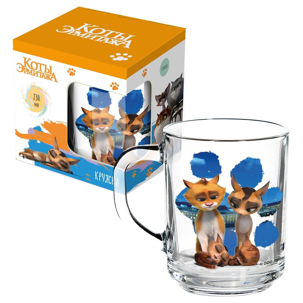 фото Кружка детская "Коты Эрмитажа", Ночные коты (в подарочной упаковке), мал, 230 мл, стекло