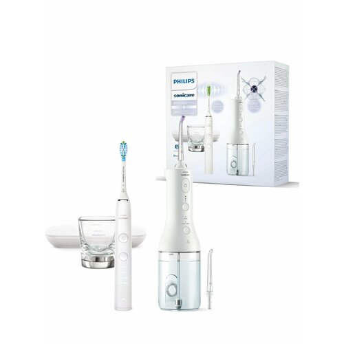 Набор из зубной щётки Philips sonicare Diamond clean 9000 HX3866 и ирригатора Power Flosser