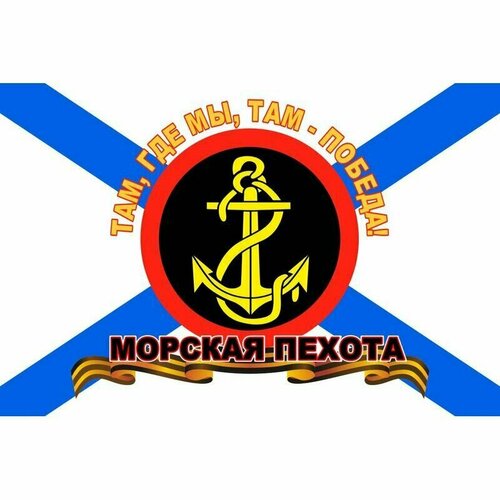 Флаг ВМФ Морская Пехота. Размер 135x90 см. набор флагов по гост на борт лодки самоклеющиеся флаги флаг россии на лодку флаг по гимс флаг на катер