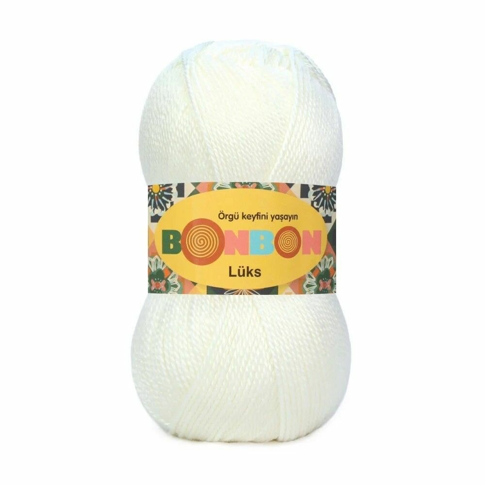 Пряжа Bonbon luks Nako, кремовый - 98594, 100% акрил, 5 мотков, 100 г, 240 м.