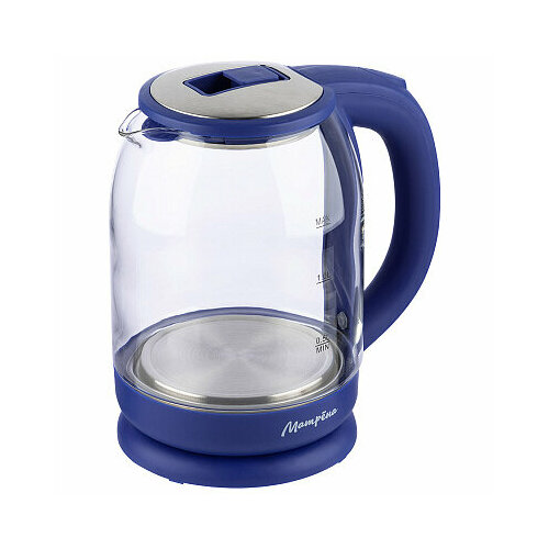 Чайник электрический 18Л 1500ВТ диск стекло внутр подсветка синий матрена 257800₽