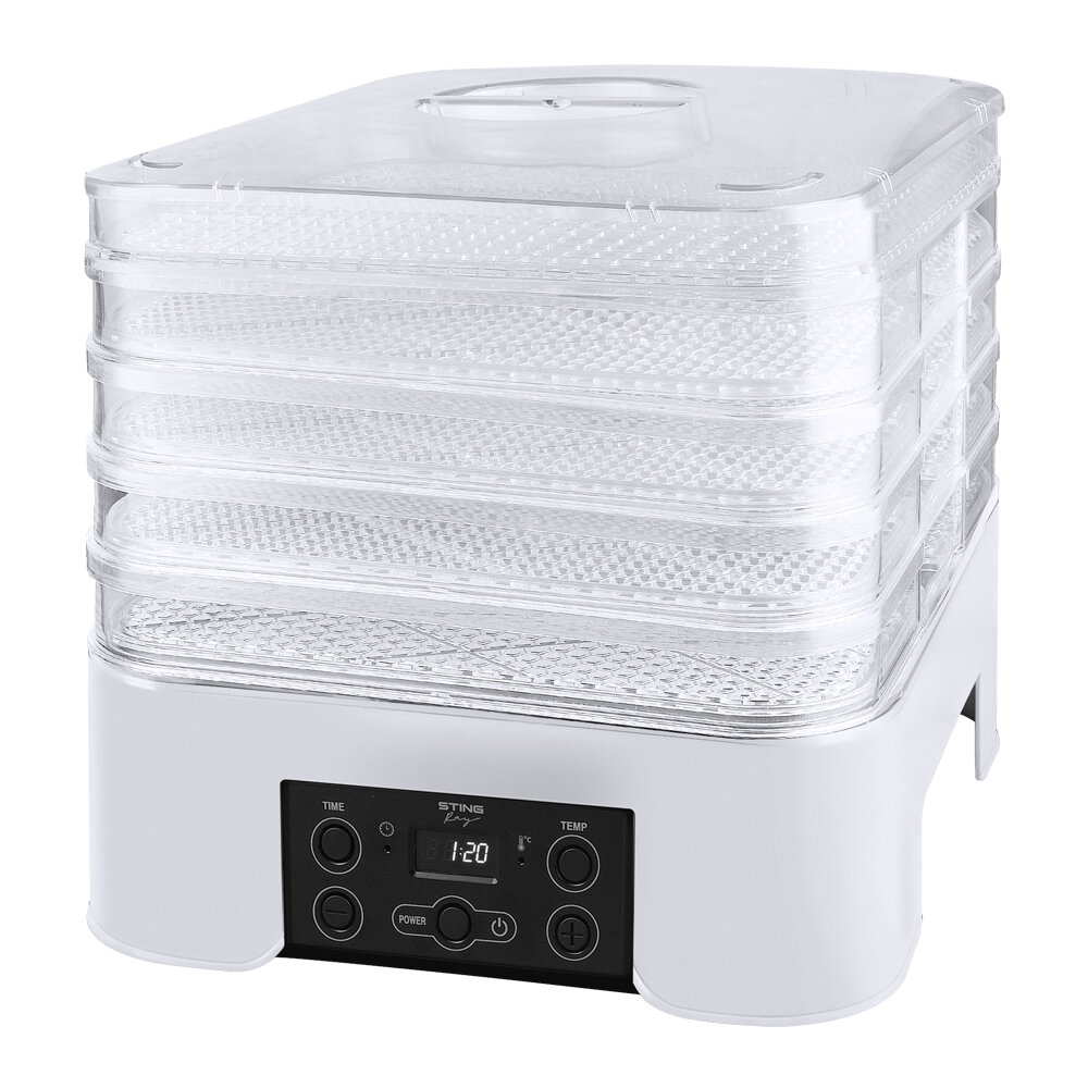 фото Электросушилка STINGRAY ST-FD703A 7 поддонов: 4 разборных поддона для сушки, 1 обычный поддонов, 2 для пастилы белый жемчуг