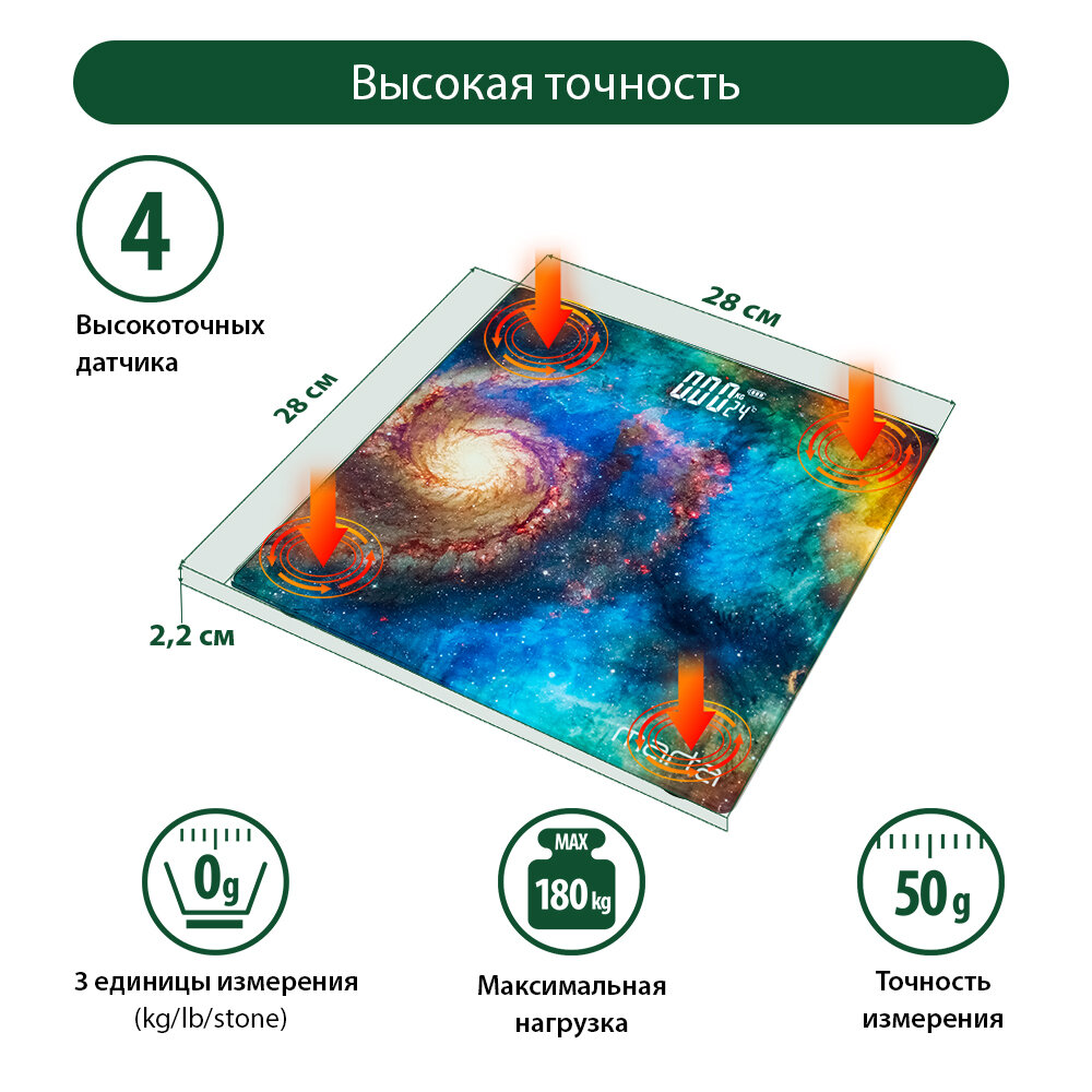 Весы напольные электронные со встроенным термометром MARTA MT-SC3601 вихрь - фотография № 1