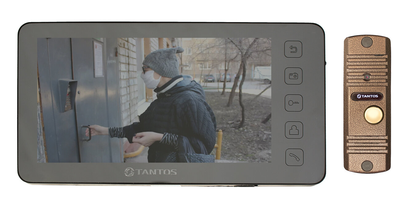 Tantos Prime SD Mirror и Walle + (медь) (комплект многофункционального домофона 7")