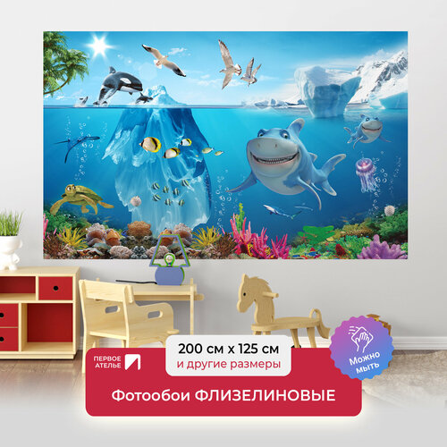 Фотообои на стену первое ателье Акула улыбается 200х125 см (ШхВ), флизелиновые Premium