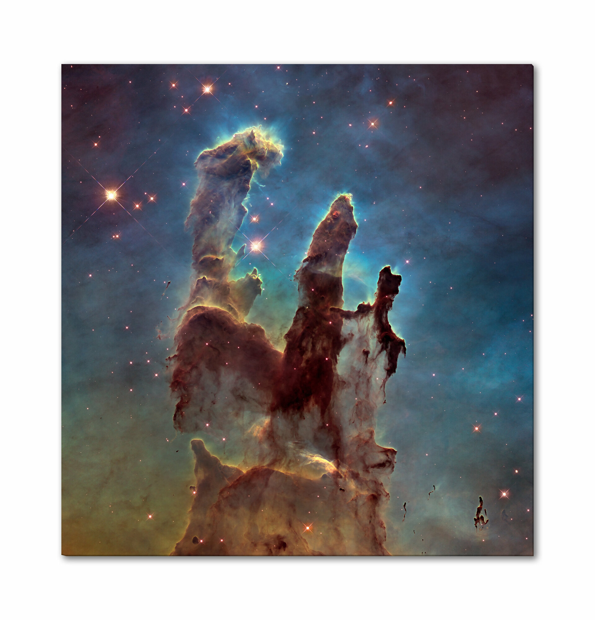 Картина для интерьера на натуральном холсте, «Столпы творения» фотография космоса телескопом Хаббл, 95х100, без подрамника