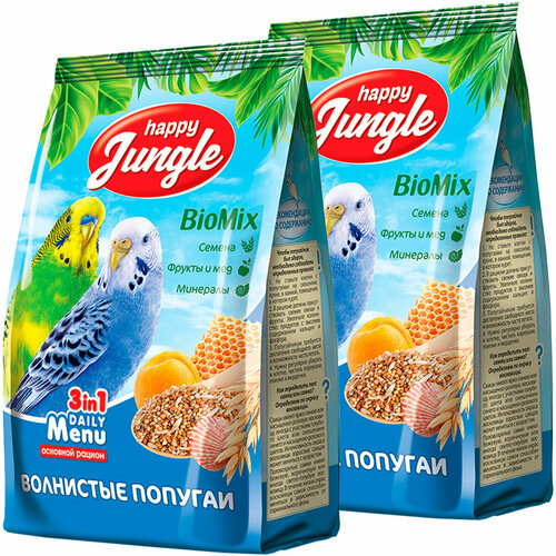 happy jungle корм для волнистых попугаев 500 гр 2 шт HAPPY JUNGLE для волнистых попугаев (500 гр х 2 шт)