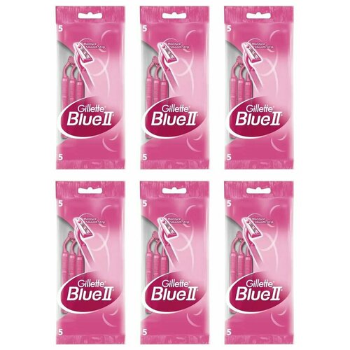 Gillette Станок женский одноразовый Blue II for Women, 5 шт/уп, 6 уп