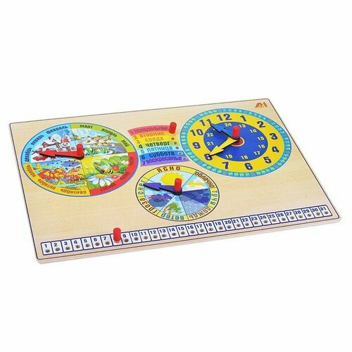 Развивающая доска «Календарь природы. Часы» развивающая доска календарь природы часы деревянные игрушки