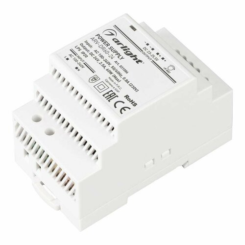 Блок питания ARV-DR60-24 24В 2.5А 60Вт IP20 DIN-рейка 31086 Arlight arlight блок питания arv dr30 12 12v 2 5a 30w arlight ip20 din рейка