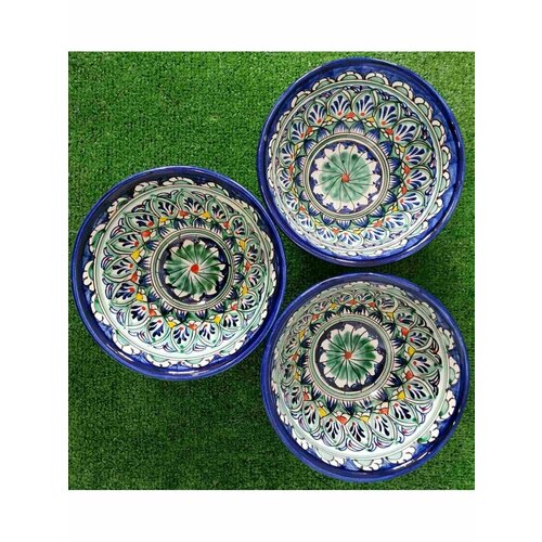 Набор для первых и вторых блюд, 3 штуки. Риштанская керамика. D- 17,5 см.