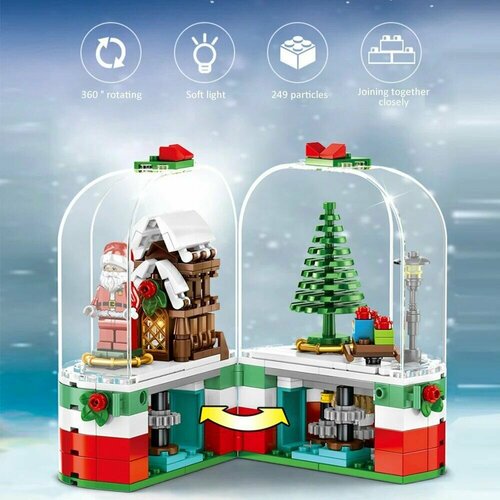 Пластиковый конструктор, со звуком, светом, детскими рождественскими подарками, игрушками конструктор новогодний елочка музыкальная шкатулка