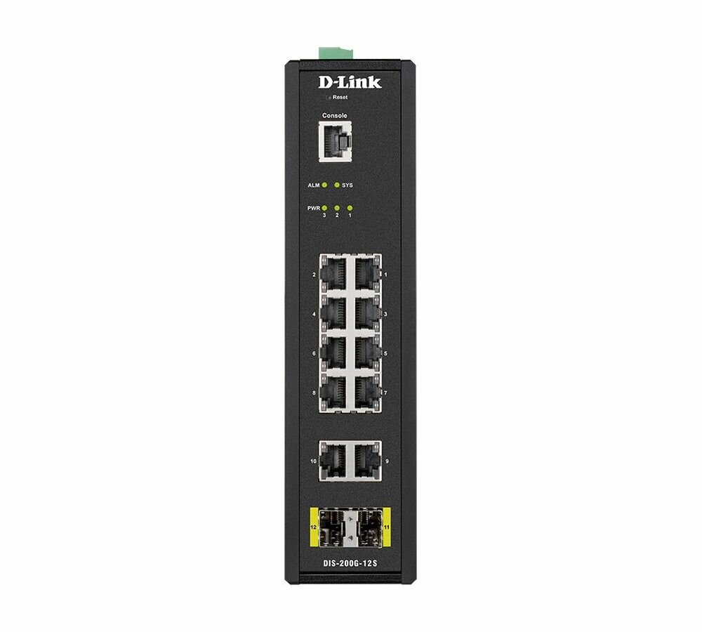 Коммутатор D-Link DIS-200G-12S/A1A Промышленный управляемый коммутатор 2 уровня с 10 портами 10/100/1000Base-T и 2 портами 1000Base-X SFP - фото №3