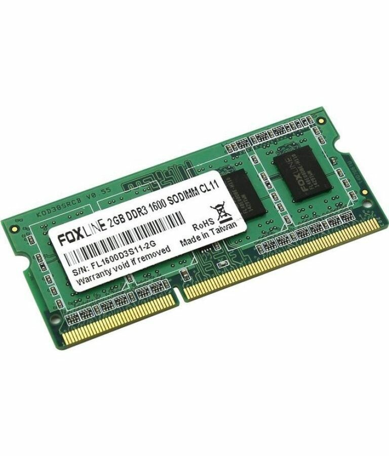 Foxline Оперативная память для ноутбуков 2Gb PC3-12800 1600MHz DDR3 SO-DIMM Foxline FL1600D3S11-2G CL11