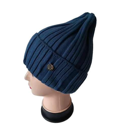 фото Шапка бини , размер 54/57, синий hand made tubatay