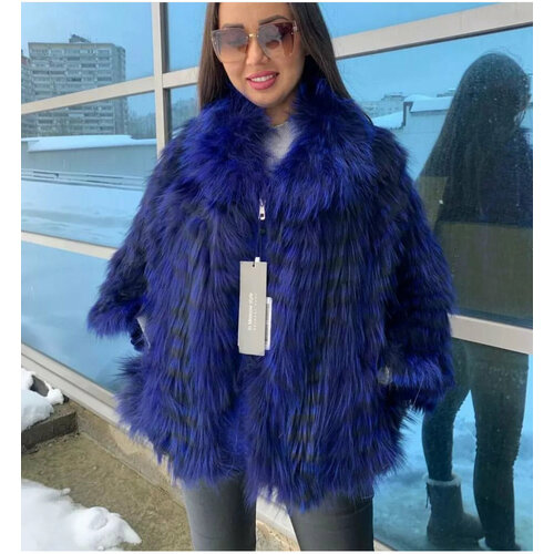 Манто , средней длины, оверсайз, размер 44-56, синий