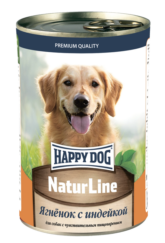Консервы Happy Dog Natur Line с ягненком и индейкой для собак 0,41кг х 12 шт.