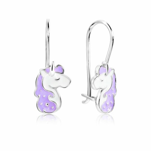 Серьги VALTERA серебро 925 проба эмаль серебристый фиолетовый 1386₽