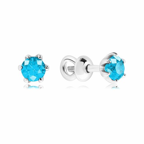 Серьги пусеты VALTERA серебро 925 проба фианит голубой 1368₽