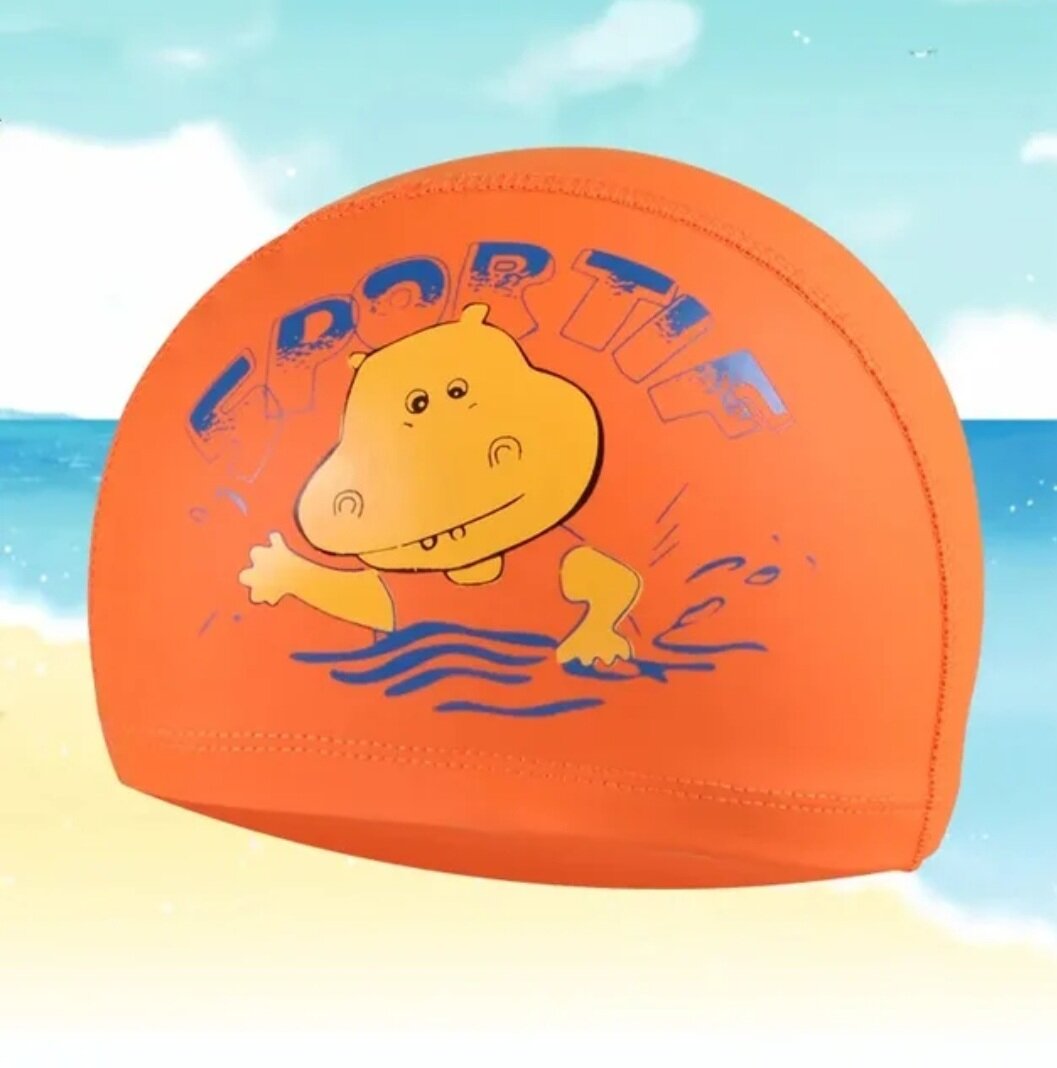 Шапочка для плавания оранжевая для мальчиков и девочек