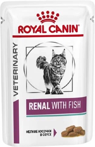 Влажный корм для кошек Royal Canin Renal with fish, при проблемах с почками, с тунцом 12 шт. х 85 г (кусочки в соусе) — фото 1