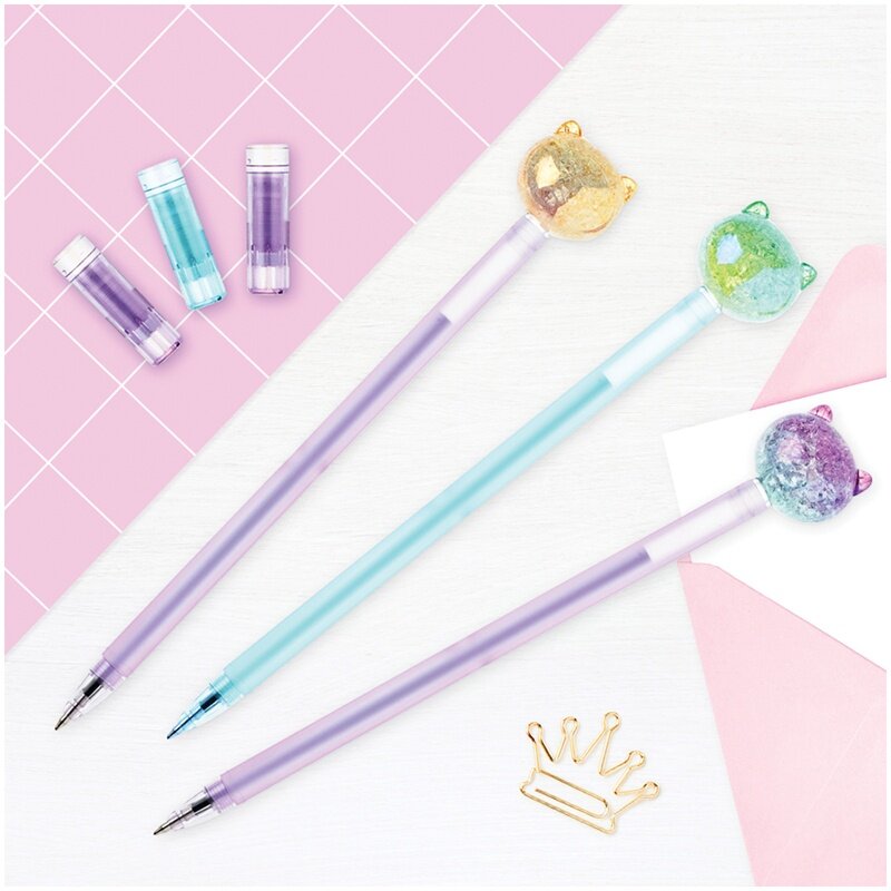 Ручка шариковая Meshu "Cute Cats", синяя, 0,7 мм, перламутр, софтач (296411)