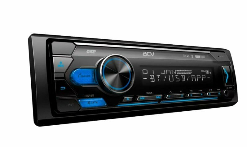 Автомагнитола 1DIN. ACV ADX-905BM DSP /мультицвет/процессор/USB/SD/FM/Bluetooth