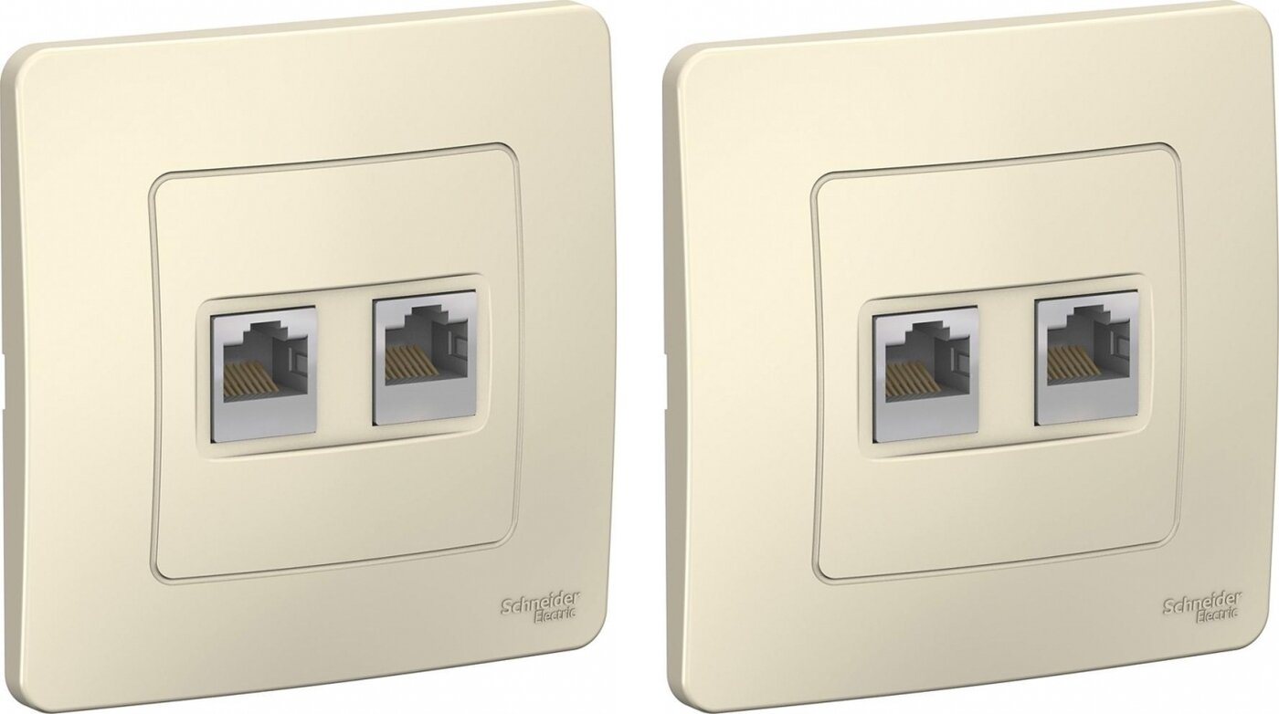 Розетка компьютерная Schneider Electric Blanca RJ45 двойная категория 5E молочный (комплект из 2 шт.)