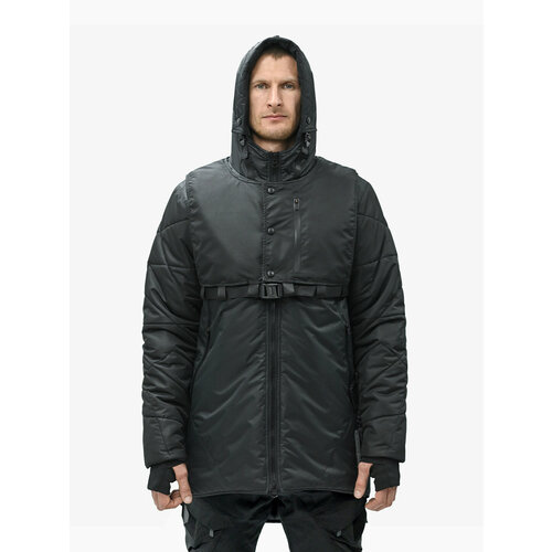  куртка IGAN зимняя, силуэт свободный, карманы, подкладка, капюшон, манжеты, несъемный капюшон, внутренний карман, размер L, черный