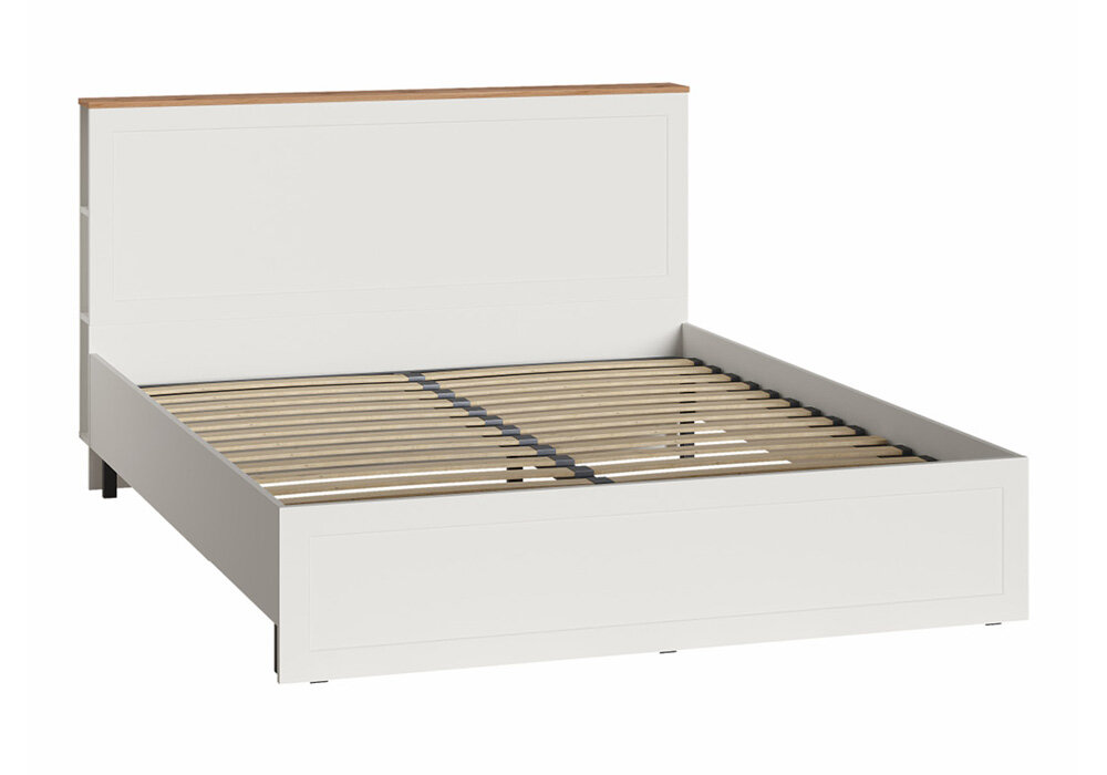 фото Кровать Моби Остин 11.53 белый шагрень / дуб крафт золотой 164.6x217.2x99.3 см